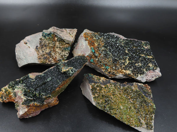 Natural Rare Copper Phosphate Libethenite On Dolomite Clusters x 4 From Shituru, Congo - TopRock
