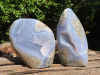 Polished Blue Lace Agate Standing Free Forms  x 2 From Nsanje, Malawi - Toprock Gemstones and Minerals