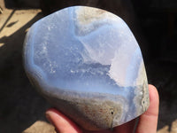 Polished Blue Lace Agate Standing Free Forms  x 2 From Nsanje, Malawi - Toprock Gemstones and Minerals