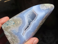 Polished Blue Lace Agate Standing Free Forms  x 2 From Nsanje, Malawi - Toprock Gemstones and Minerals