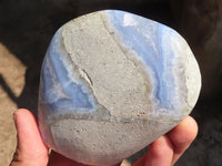 Polished Blue Lace Agate Standing Free Forms  x 2 From Nsanje, Malawi - Toprock Gemstones and Minerals