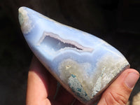 Polished Blue Lace Agate Standing Free Forms  x 2 From Nsanje, Malawi - Toprock Gemstones and Minerals
