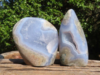 Polished Blue Lace Agate Standing Free Forms  x 2 From Nsanje, Malawi - Toprock Gemstones and Minerals