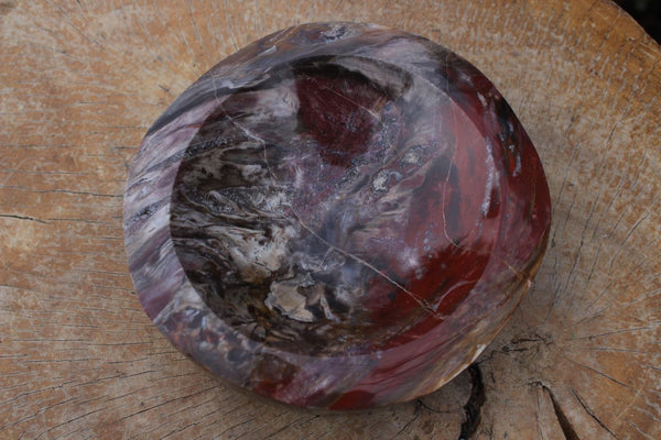 Polished Gorgeous Petrified Red Podocarpus Wood Bowl x 1 From Mahajanga, Madagascar - TopRock