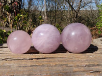Polished Rare Blue Rose Quartz Spheres x 3 From Ambatondrazaka, Madagascar - Toprock Gemstones and Minerals