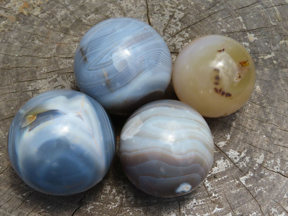 Polished Agate Spheres x 4 From Madagascar - TopRock