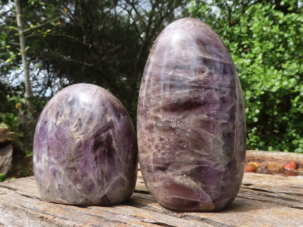 Polished Smokey Dream Amethyst Standing Free Forms  x 2 From Madagascar - Toprock Gemstones and Minerals 