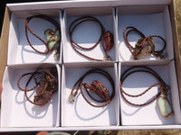 Polished Mixed Copper Wire Wrapped Jewellery Pendants x 6 From Southern Africa - Toprock Gemstones and Minerals