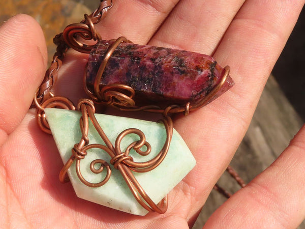 Polished Mixed Copper Wire Wrapped Jewellery Pendants x 6 From Southern Africa - Toprock Gemstones and Minerals 