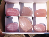 Polished Gemmy Pink Rose Quartz Standing Free Forms x 6 From Madagascar - Toprock Gemstones and Minerals