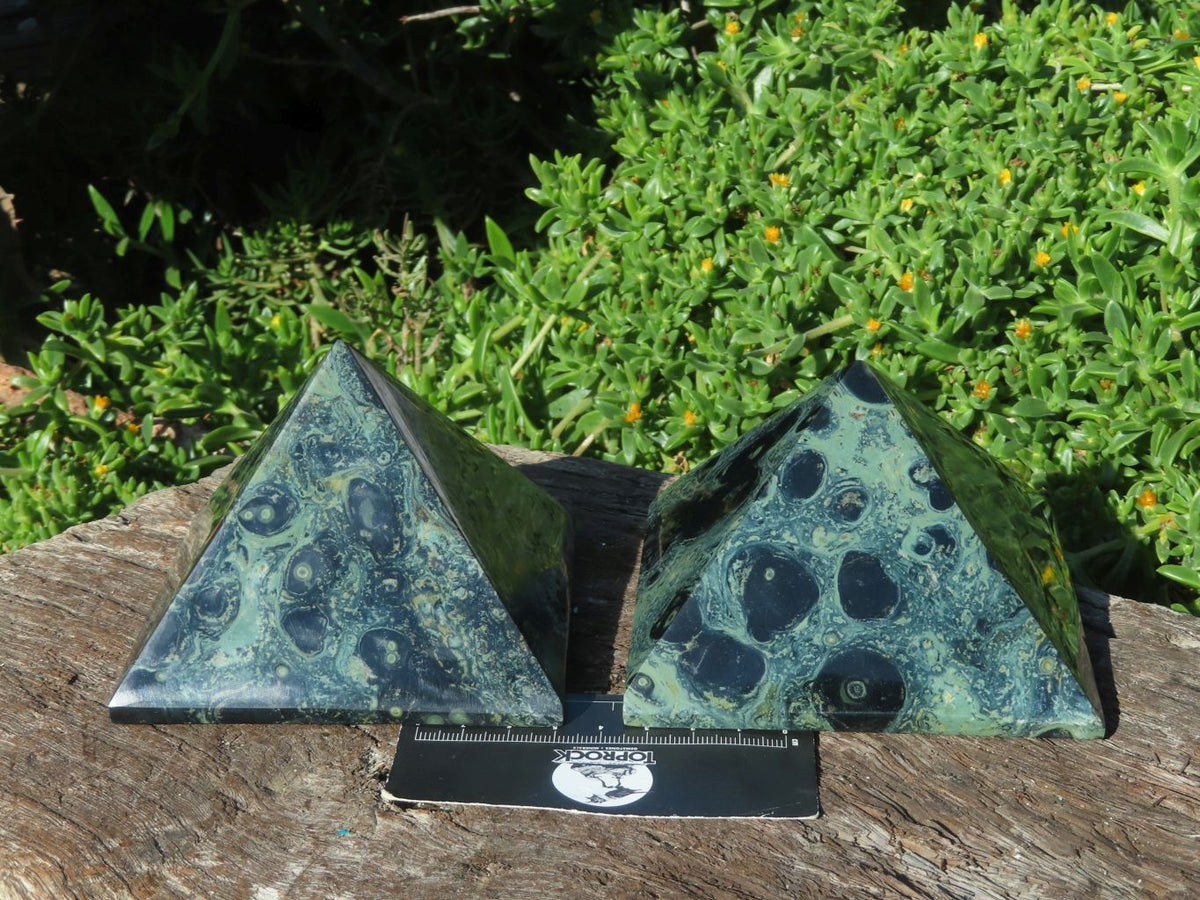 Polished Stromatolite Jasper / Nebula Stone Pyramids x 2 From Madagascar - TopRock