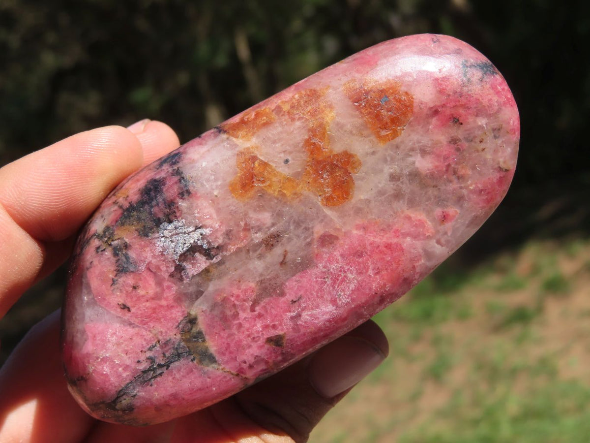 Polished Pink & Black Rhodonite Gallets/Free Forms x 6 From Rushinga, Zimbabwe - TopRock
