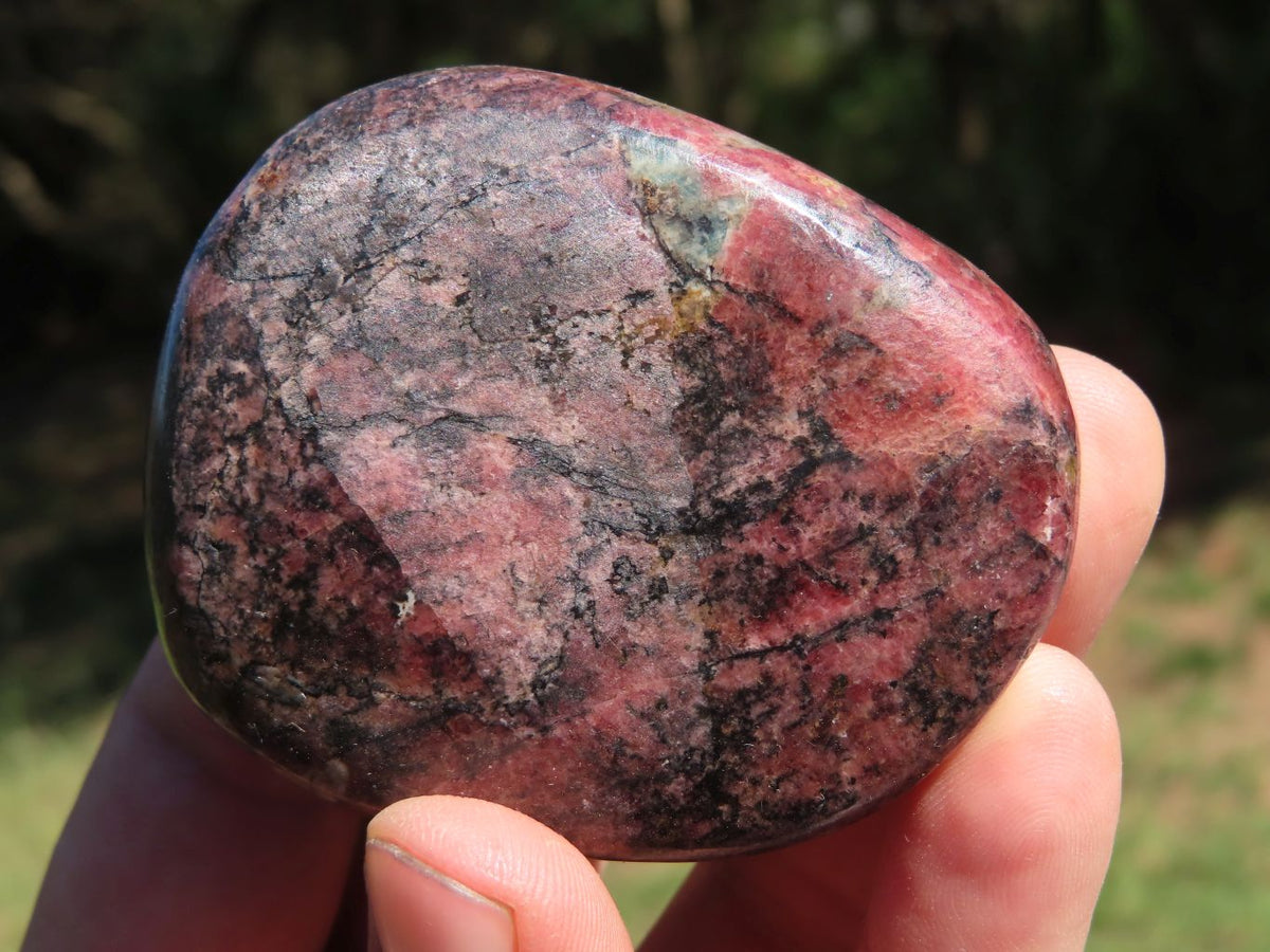 Polished Pink & Black Rhodonite Gallets/Free Forms x 6 From Rushinga, Zimbabwe - TopRock