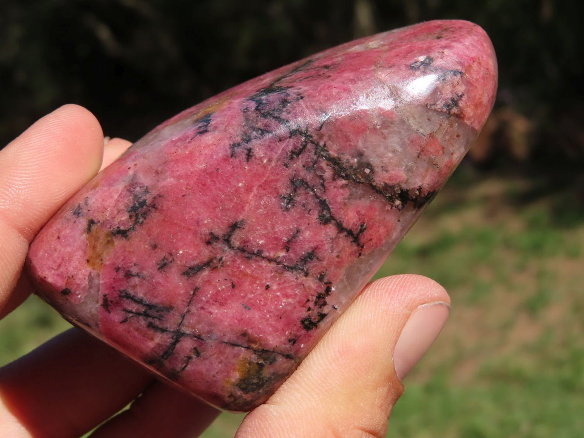 Polished Pink & Black Rhodonite Gallets/Free Forms x 6 From Rushinga, Zimbabwe - TopRock