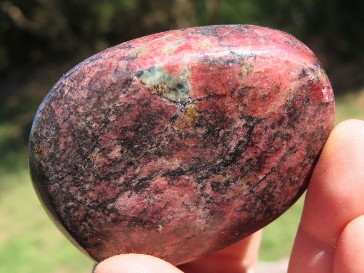 Polished Pink & Black Rhodonite Gallets/Free Forms x 6 From Rushinga, Zimbabwe - TopRock