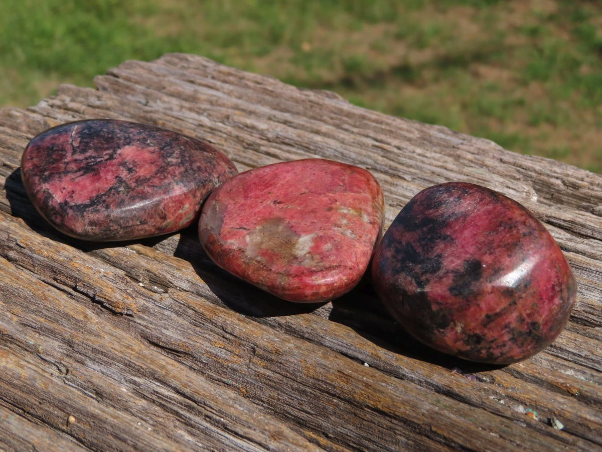 Polished Pink & Black Rhodonite Gallets/Free Forms x 6 From Rushinga, Zimbabwe - TopRock