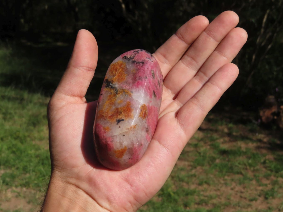 Polished Pink & Black Rhodonite Gallets/Free Forms x 6 From Rushinga, Zimbabwe - TopRock