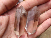 Polished Double Terminated Wispy Phantom Smokey Quartz Crystals  x 12 From Madagascar - TopRock