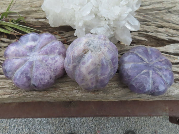 Polished Purple Lepidolite Pumpkin Carvings  x 4 From Zimbabwe - Toprock Gemstones and Minerals 