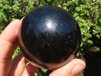 Polished Schorl Black Tourmaline Spheres  x 2 From Madagascar - Toprock Gemstones and Minerals