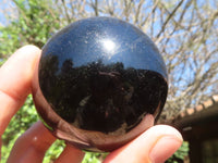 Polished Schorl Black Tourmaline Spheres  x 2 From Madagascar - Toprock Gemstones and Minerals