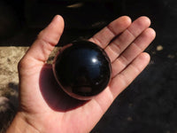 Polished Schorl Black Tourmaline Spheres  x 2 From Madagascar - Toprock Gemstones and Minerals
