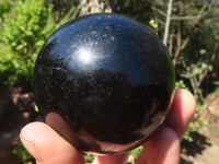 Polished Schorl Black Tourmaline Spheres  x 2 From Madagascar - Toprock Gemstones and Minerals