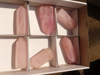 Polished Gemmy Pink Rose Quartz Points x 6 From Antsirabe, Madagascar - Toprock Gemstones and Minerals
