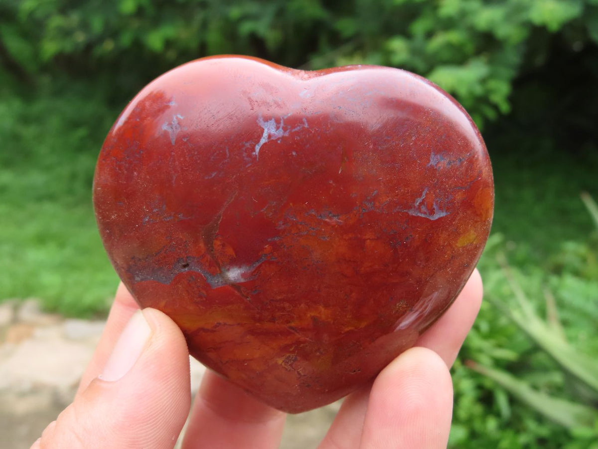 Polished Red Medium Sized Flame Jasper Hearts x 6 From Madagascar - TopRock