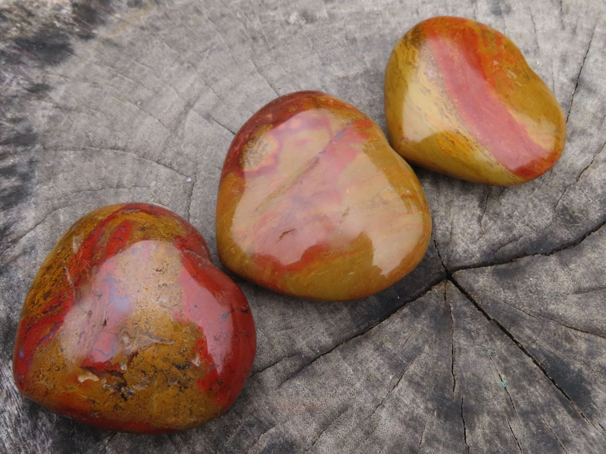 Polished Red Medium Sized Flame Jasper Hearts x 6 From Madagascar - TopRock