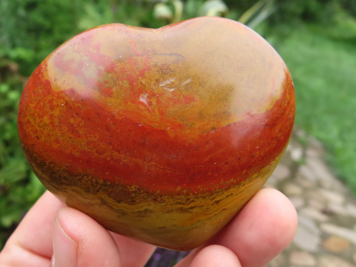 Polished Red Medium Sized Flame Jasper Hearts x 6 From Madagascar - TopRock