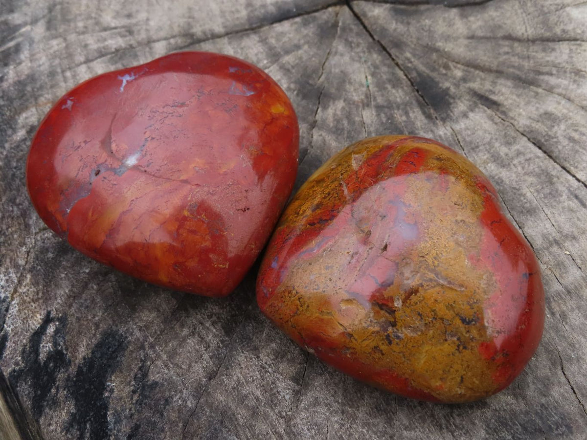 Polished Red Medium Sized Flame Jasper Hearts x 6 From Madagascar - TopRock