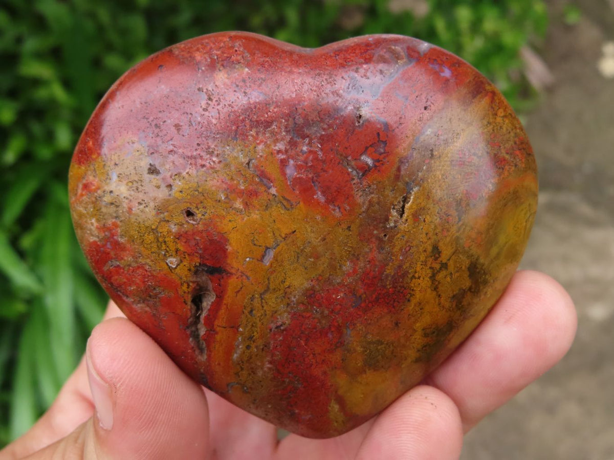 Polished Red Medium Sized Flame Jasper Hearts x 6 From Madagascar - TopRock
