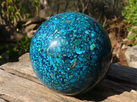 Polished  Conglomerate Chrysocolla Sphere With Azurite & Malachite  x 1 From Congo - Toprock Gemstones and Minerals