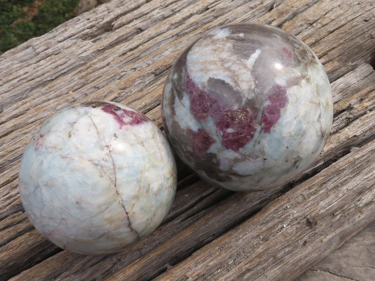 Polished Pink Rubellite Tourmaline Spheres x 2 From Ambatondrazaka, Madagascar - TopRock