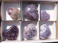Polished Purple Lepidolite Hearts  x 6 From Madagascar - Toprock Gemstones and Minerals