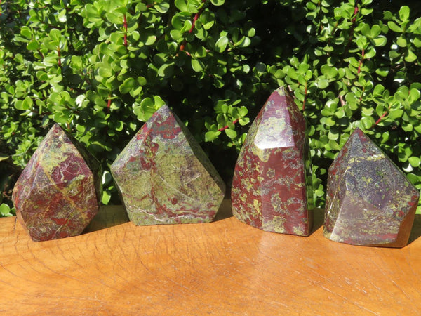 Polished Bastite Dragon Bloodstone Crystals x 4 From Tshipise, South Africa - TopRock