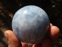 Polished Blue Calcite Spheres x 3 From Ihadilalana, Madagascar - Toprock Gemstones and Minerals