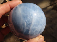 Polished Blue Calcite Spheres x 3 From Ihadilalana, Madagascar - Toprock Gemstones and Minerals