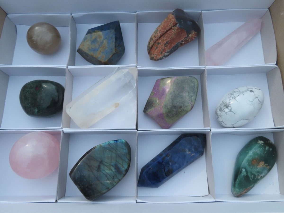 Polished Mixed Free Forms & Crystals x 12 From Madagascar - TopRock