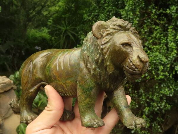 Polished  Hand Made Verdite Carved Lions - Large - Sold per piece - From Zimbabwe - TopRock