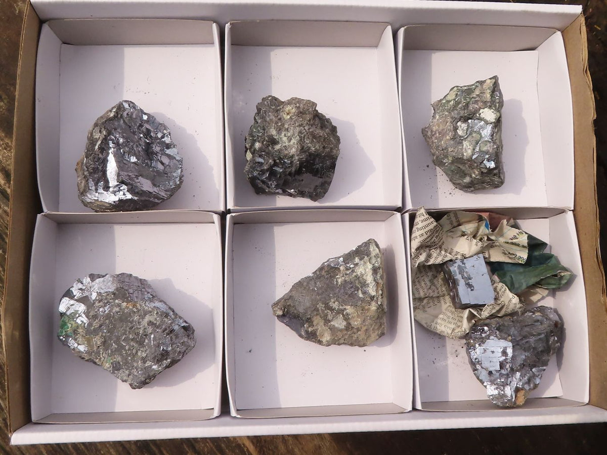 Natural Drusy Dolomite Coated Chrysocolla With Malachite Specimens x 6 From Kakanda, Congo - TopRock