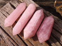 Polished Double Terminated Rose Quartz Points x 4 From Ambatondrazaka, Madagascar - Toprock Gemstones and Minerals