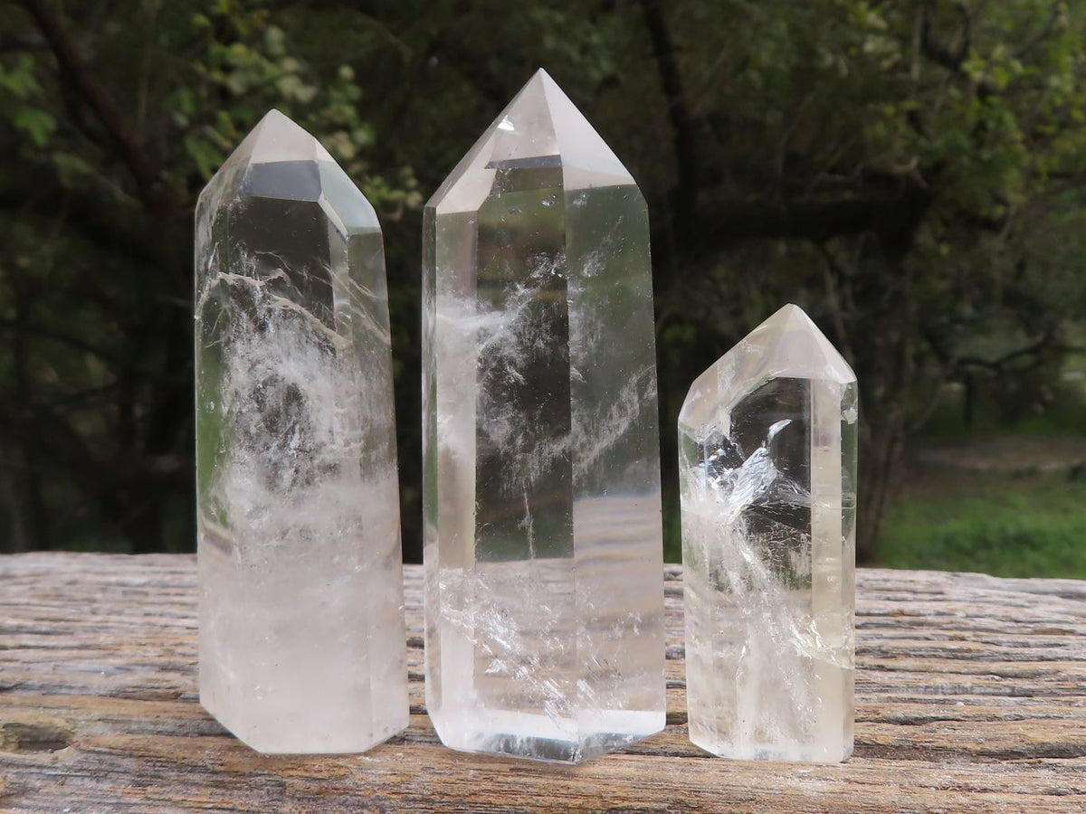 Polished Optic to Near Optic Quartz Points / Prisms x 12 From Madagascar - TopRock