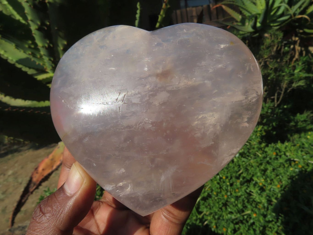 Polished Lavender & Rose Quartz Hearts x 4 From Madagascar - TopRock