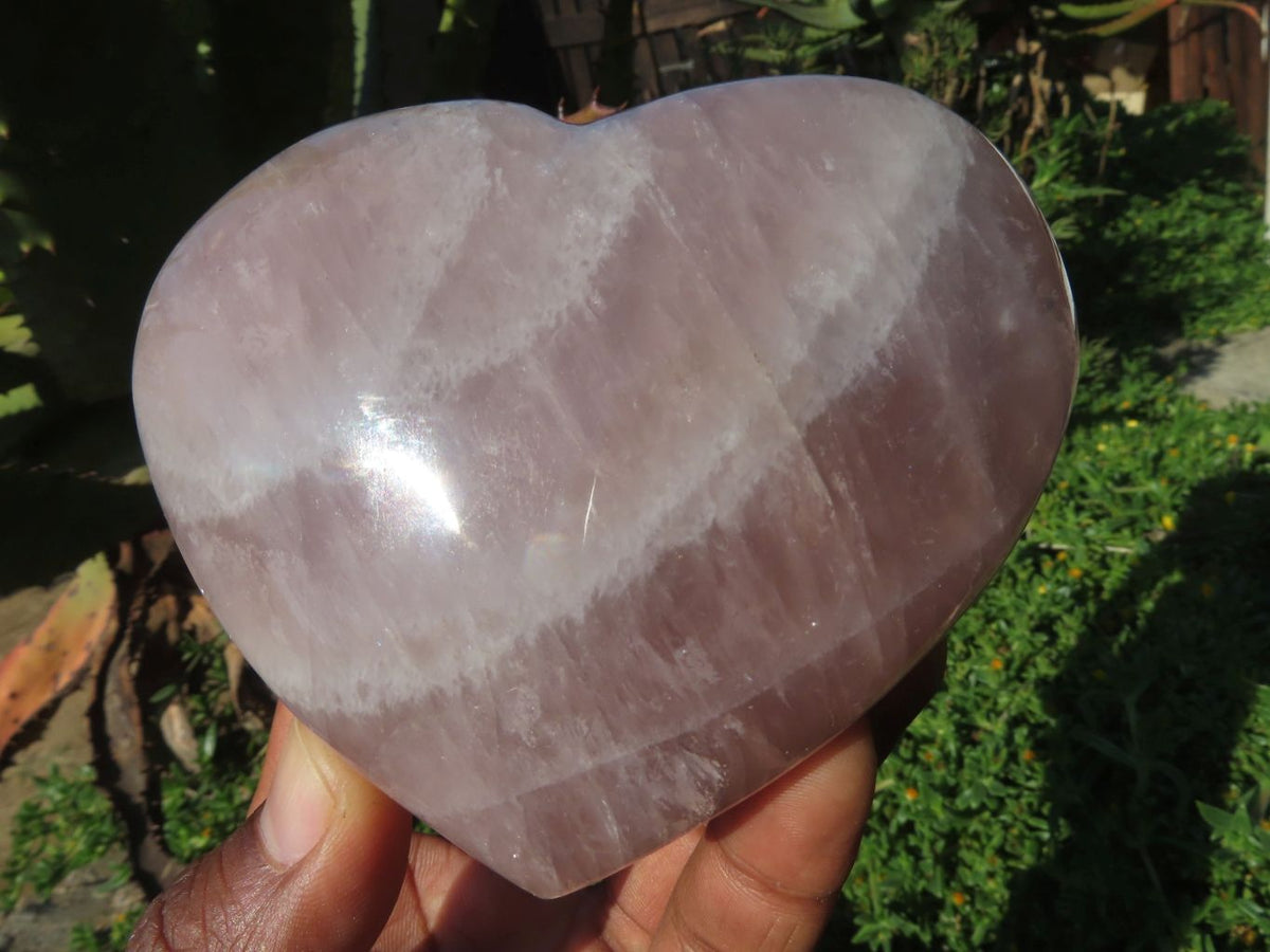 Polished Lavender & Rose Quartz Hearts x 4 From Madagascar - TopRock