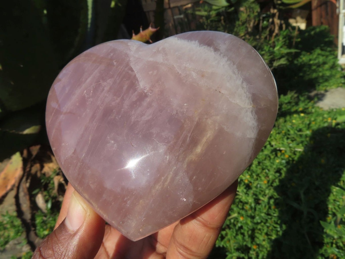 Polished Lavender & Rose Quartz Hearts x 4 From Madagascar - TopRock