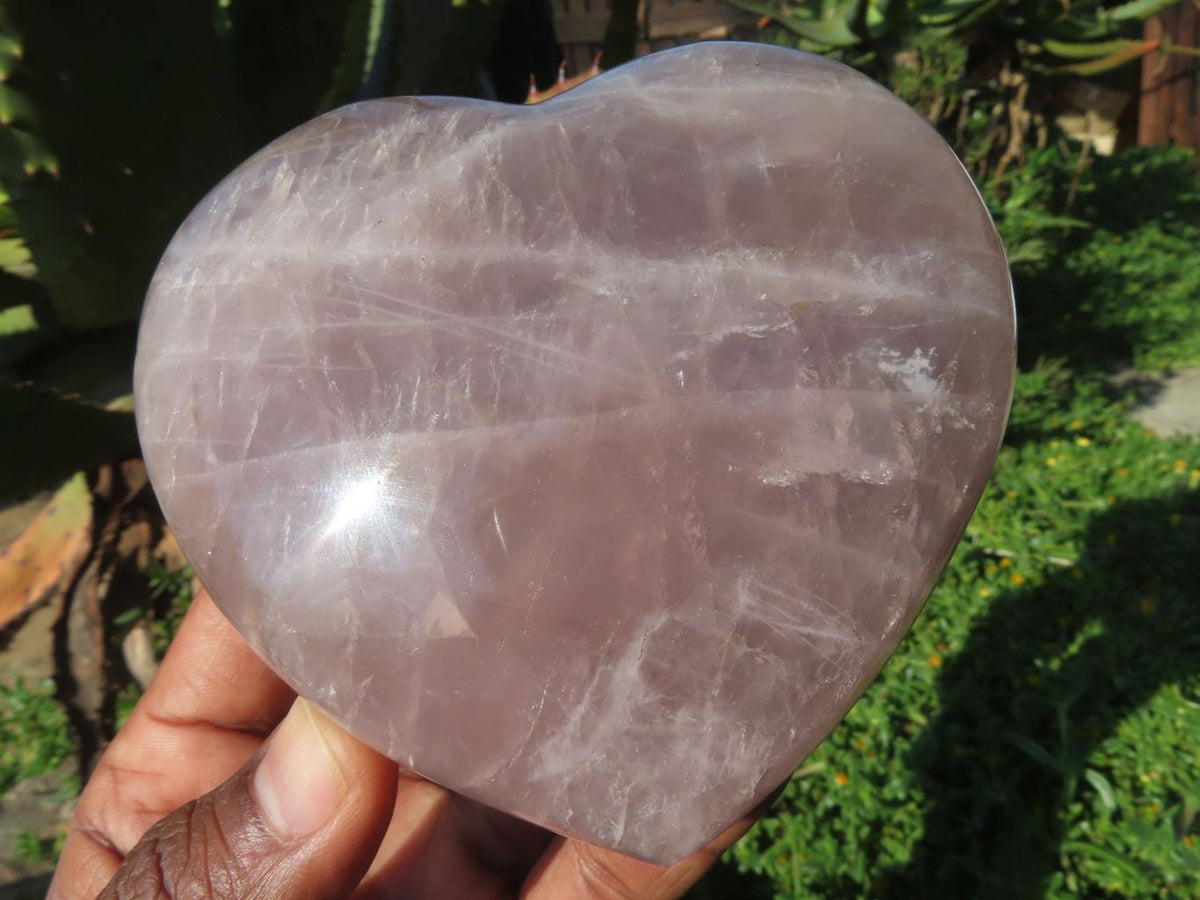 Polished Lavender & Rose Quartz Hearts x 4 From Madagascar - TopRock