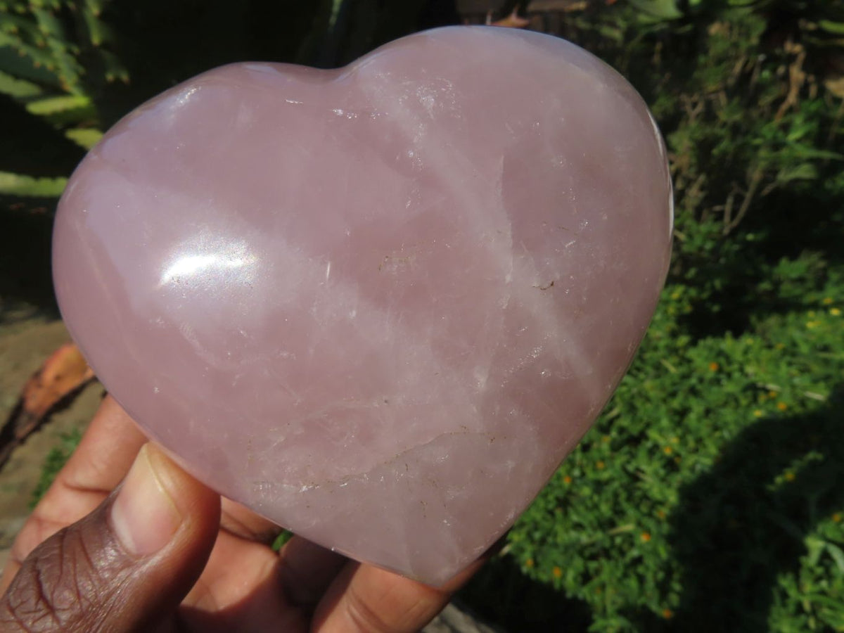 Polished Lavender & Rose Quartz Hearts x 4 From Madagascar - TopRock