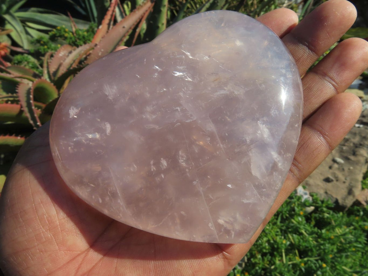 Polished Lavender & Rose Quartz Hearts x 4 From Madagascar - TopRock